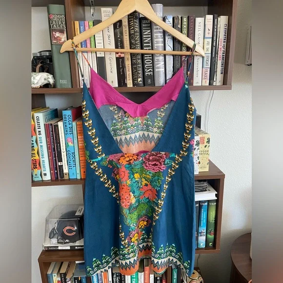 FARM Rio Teal Floral Embroidered Midi Dress - Picture 3 of 8